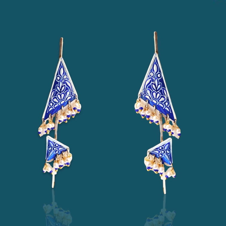 Blue line earrings deals